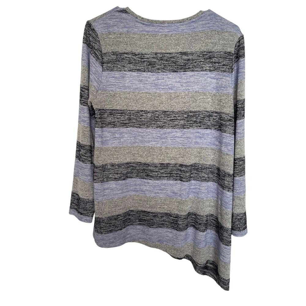 Market & Spruce Vreelan Pocket Stripe Long Sleeve Top Asymmetrical Size Medium - Picture 3 of 12